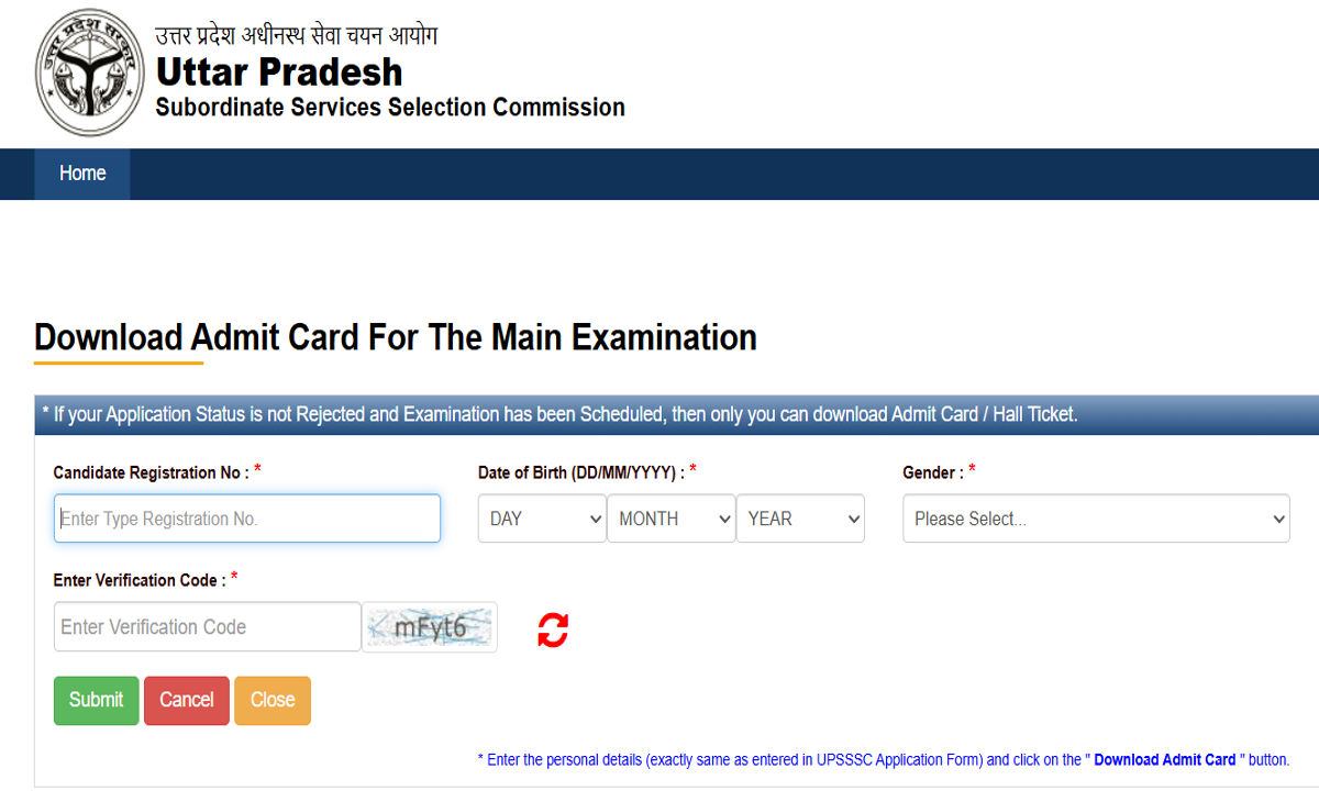UPSSSC Junior Assistant Admit Card 2025 image from official website of upsssc