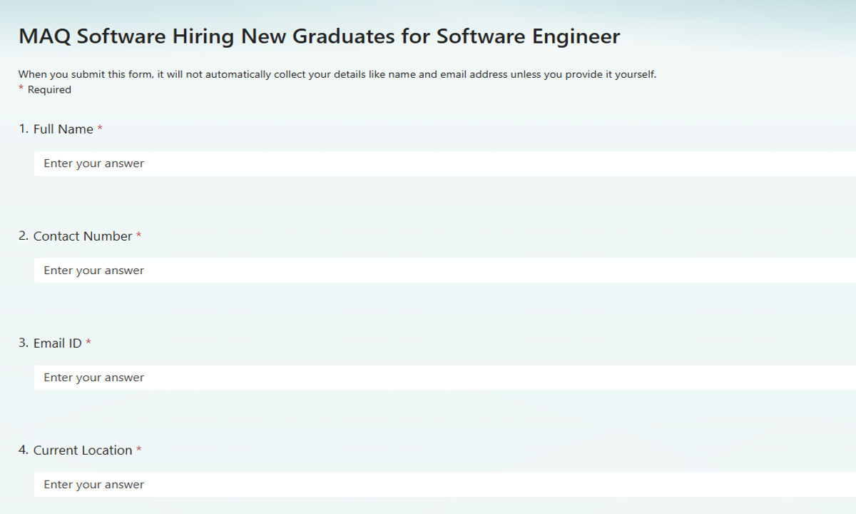 MAQ Software Off Campus Hiring 2025