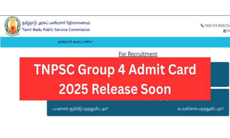 TNPSC Group 4 Admit Card 2025 image from official website of TNPSC